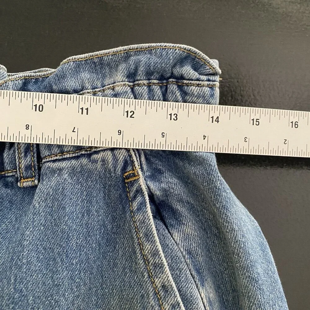 Zara Jeans Women's 8 Baggy Barrel High Waisted Ruffled Paperbag Elastic Waist - Picture 11 of 13